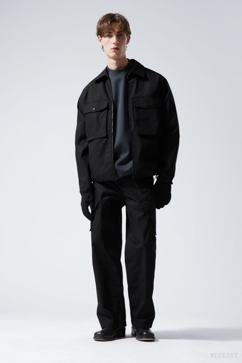 Weekday Frank Cargo Pocket Jacket Black | DWJQ6191