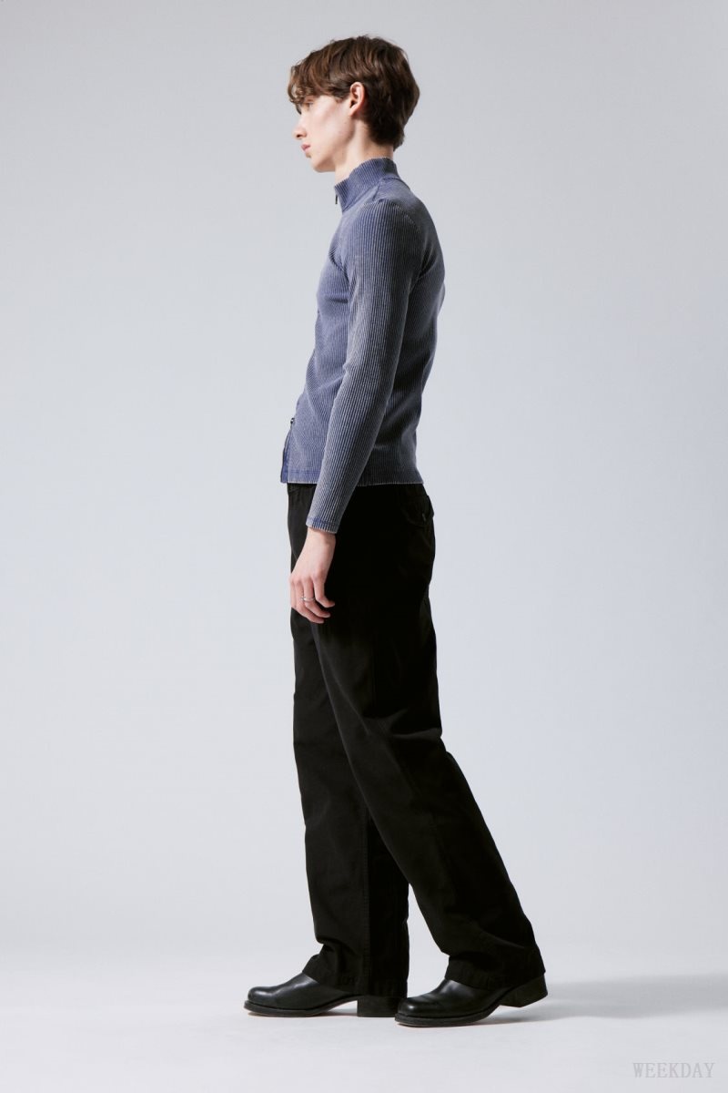 Weekday Frej Relaxed Workwear Trousers Black | YFXM4559