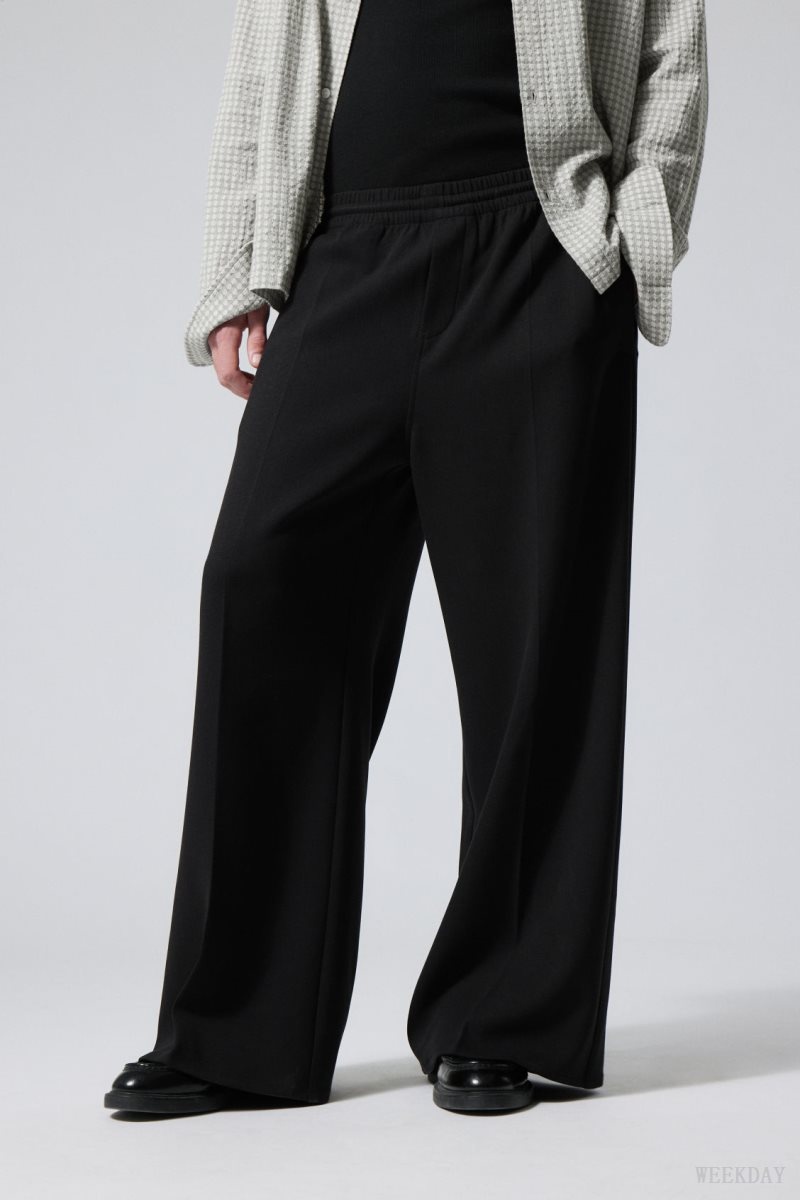 Weekday Gabriel Loose Trousers Black | IMQG2856