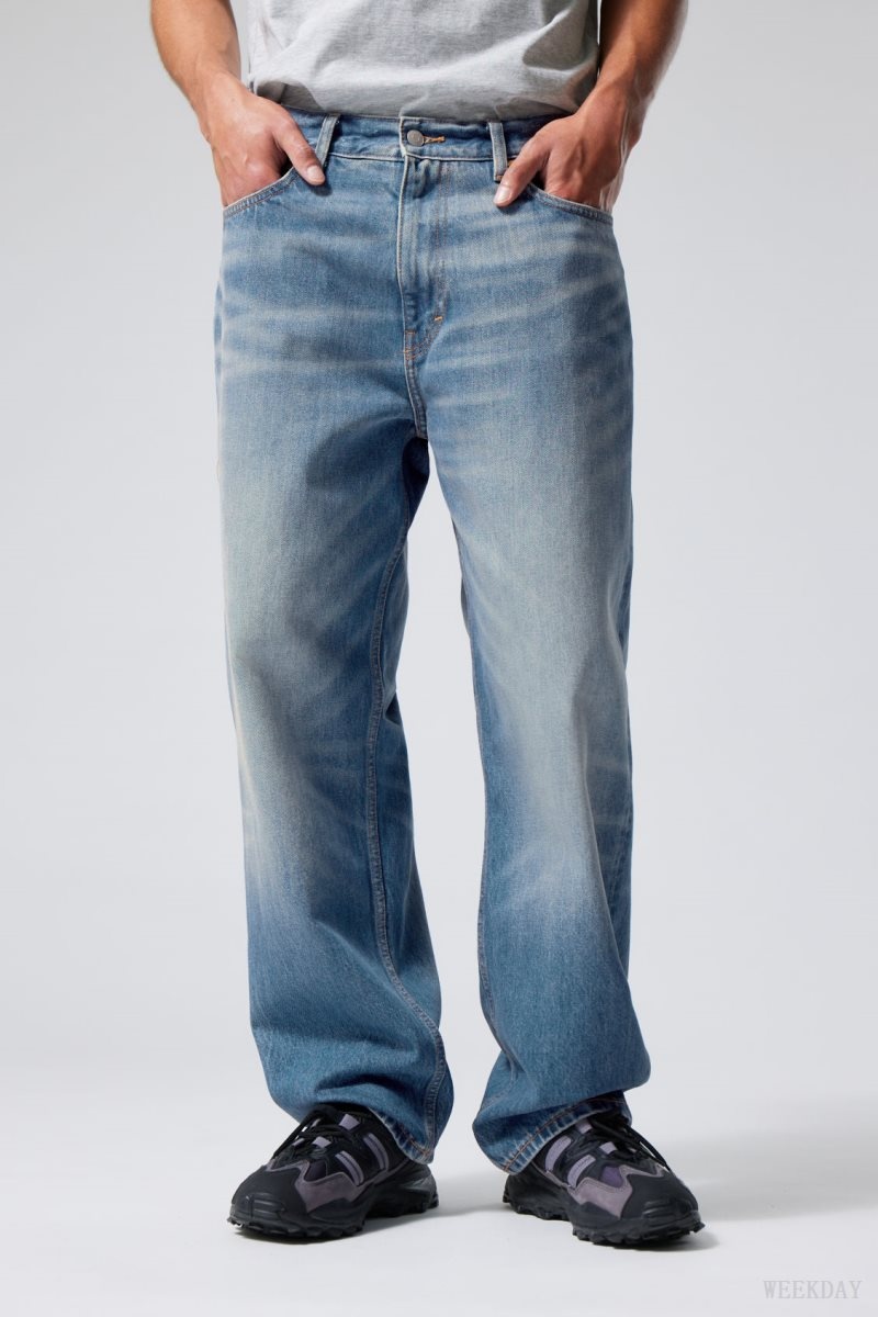 Weekday Galaxy Loose Straight Jeans Blue | GMWG4908