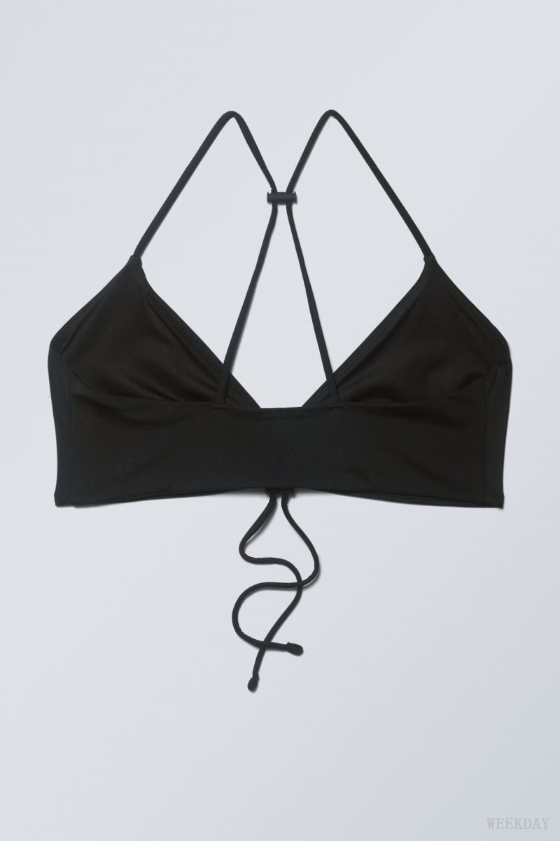 Weekday Gathered Bikini Top Black | ZQUQ4440