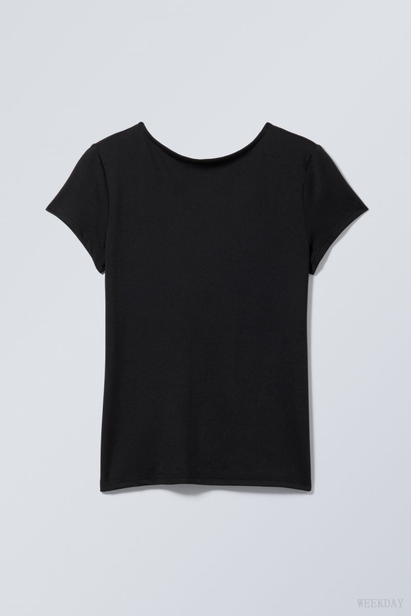 Weekday Gizem Open Back T-shirt Black | VMJB2740