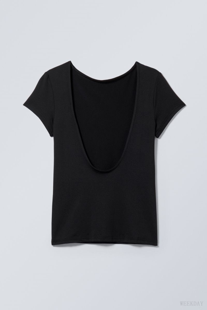 Weekday Gizem Open Back T-shirt Black | VMJB2740