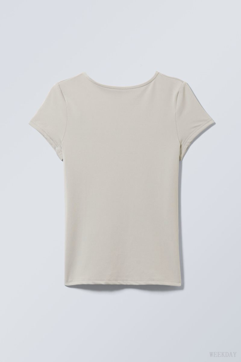 Weekday Gizem Open Back T-shirt Greige | AHLY0056