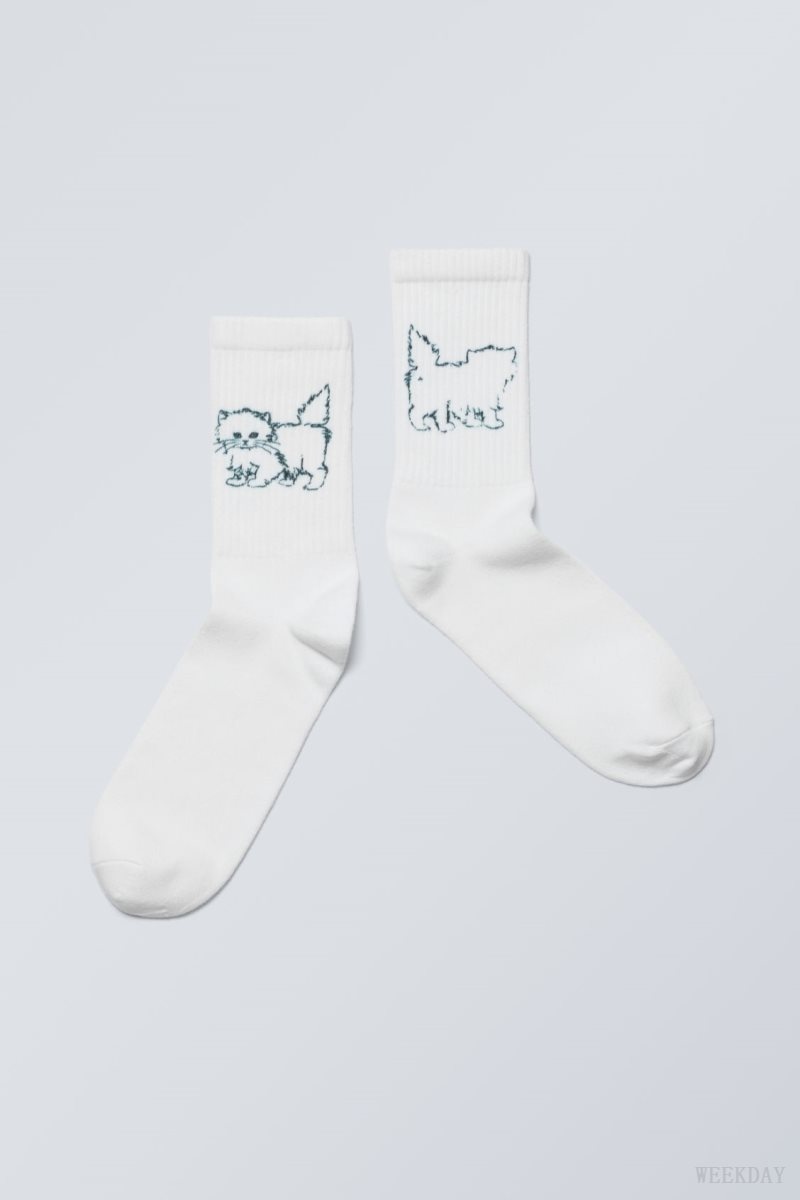 Weekday Graphic Sport Sock Extrovert Kitten | PAUV1348