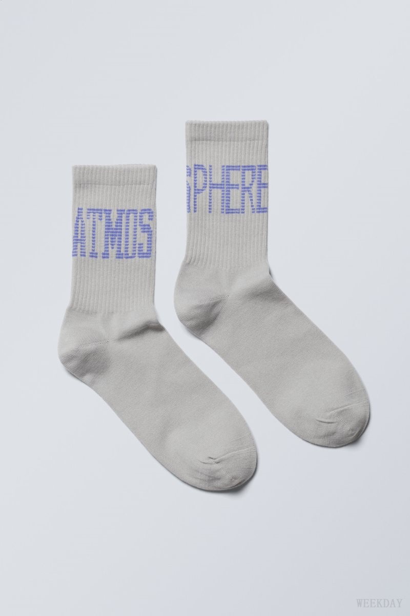 Weekday Graphic Sport Sock Grey | ULST2265