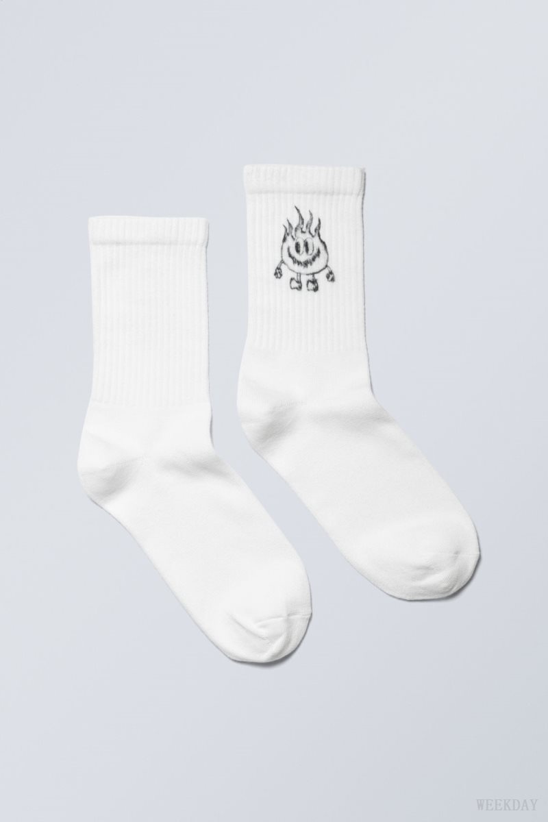 Weekday Graphic Sport Sock Happy Flame | OQNP7683