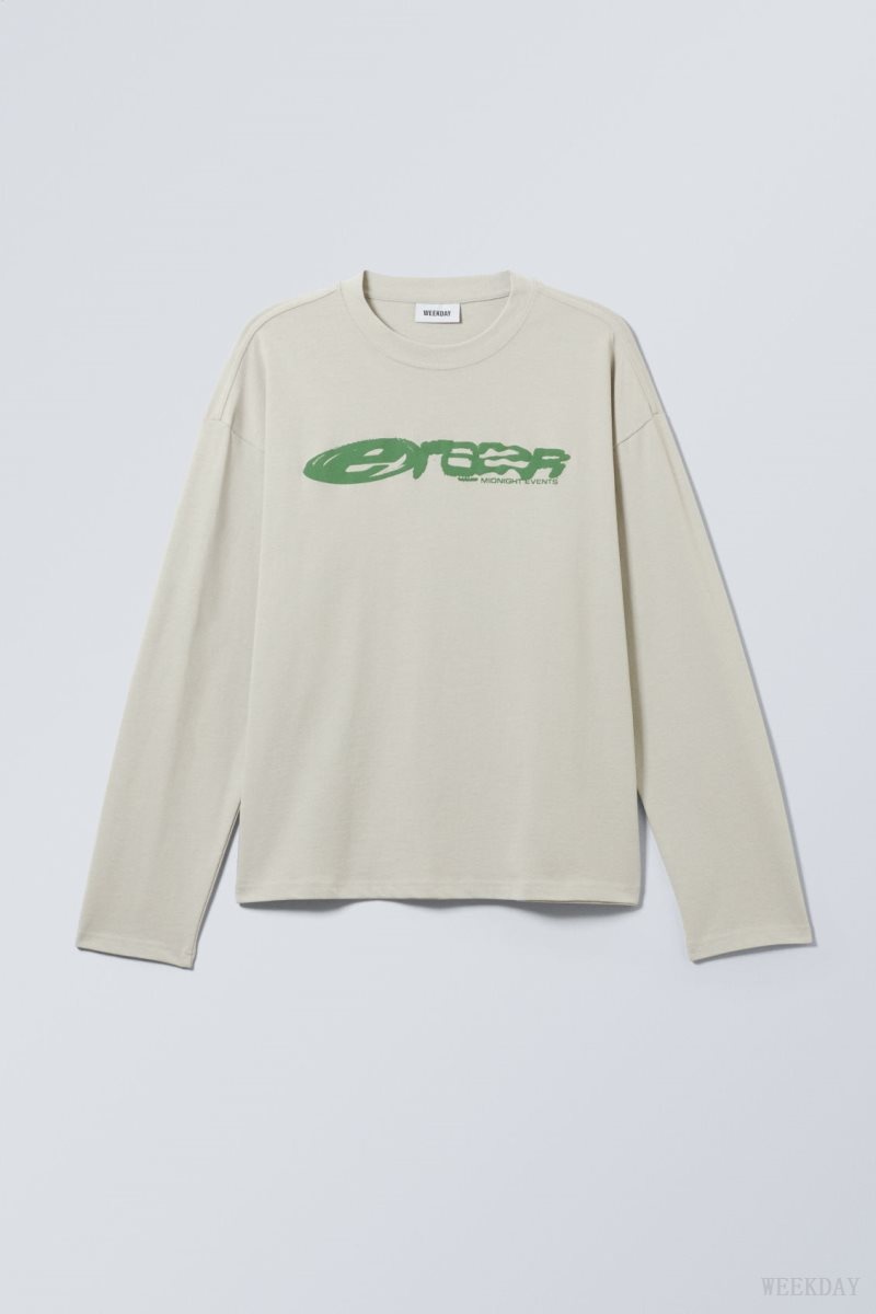 Weekday Great Boxy Graphic Long Sleeve T-shirt Erazer Dusty Mole | IPTV5236