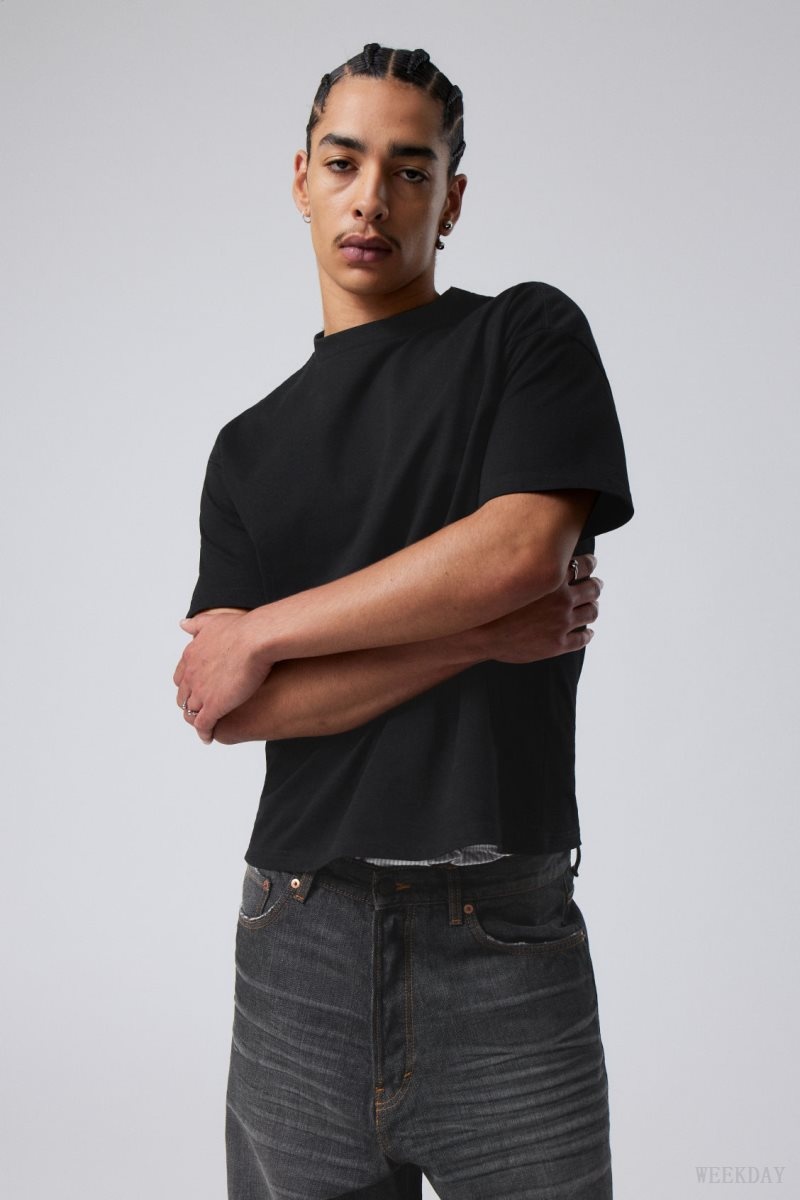 Weekday Great Boxy Heavyweight T-Shirt Black | WMJP9517