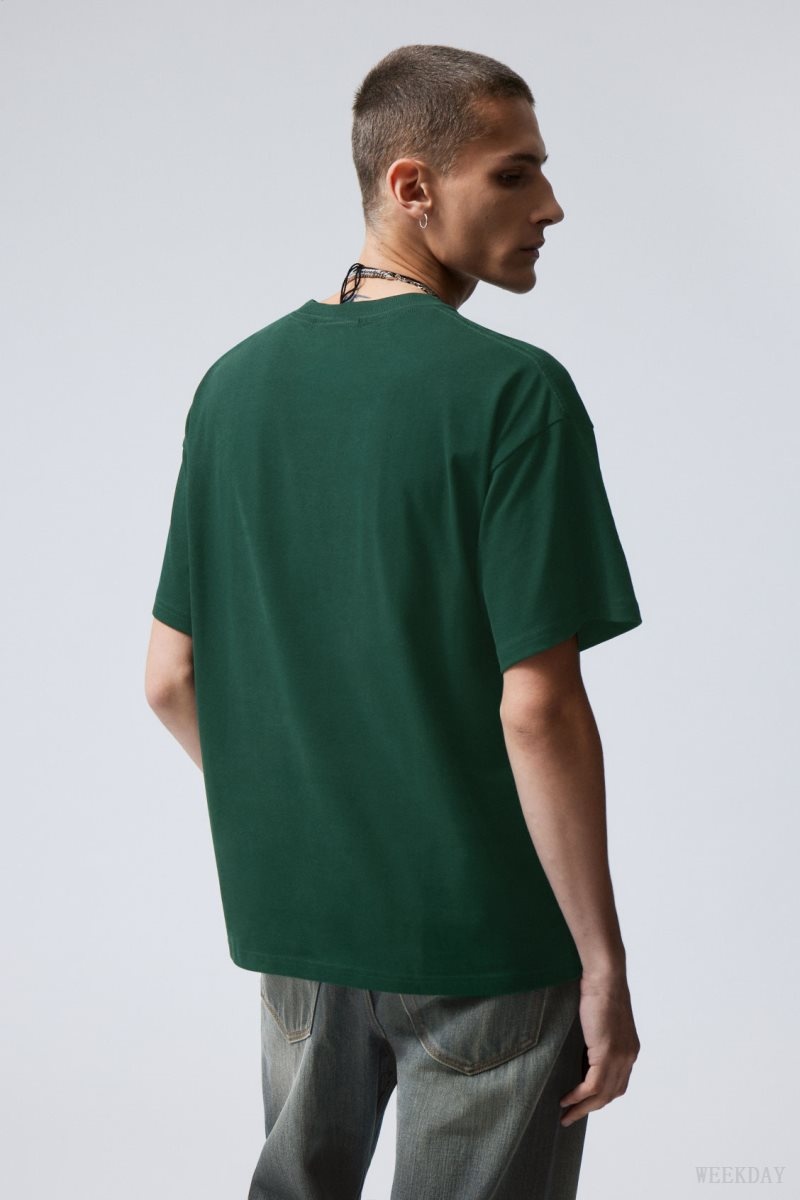 Weekday Great Boxy Heavyweight T-Shirt Dark Green | YZNK4465