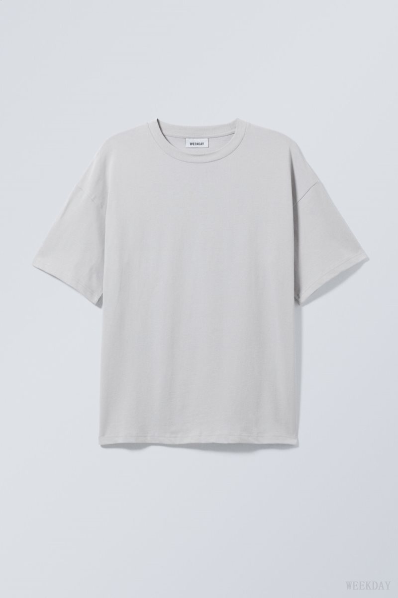 Weekday Great Boxy Heavyweight T-Shirt Light Grey | MLEZ6912