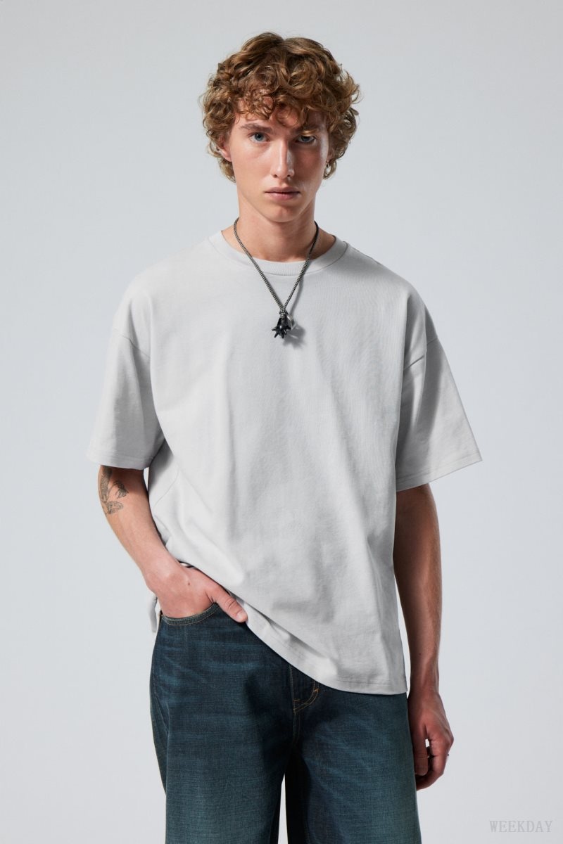 Weekday Great Boxy Heavyweight T-Shirt Light Grey | MLEZ6912