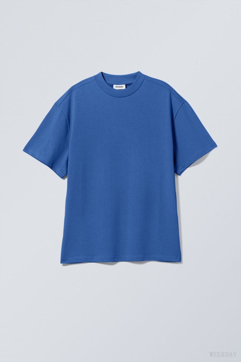 Weekday Great Heavyweight T-shirt Dark Blue | NESA0038