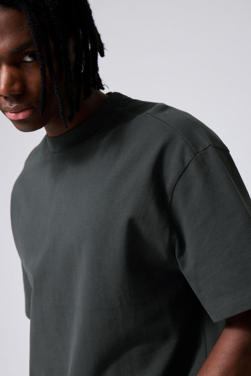 Weekday Great Heavyweight T-shirt Dark Grey | NJVR0348