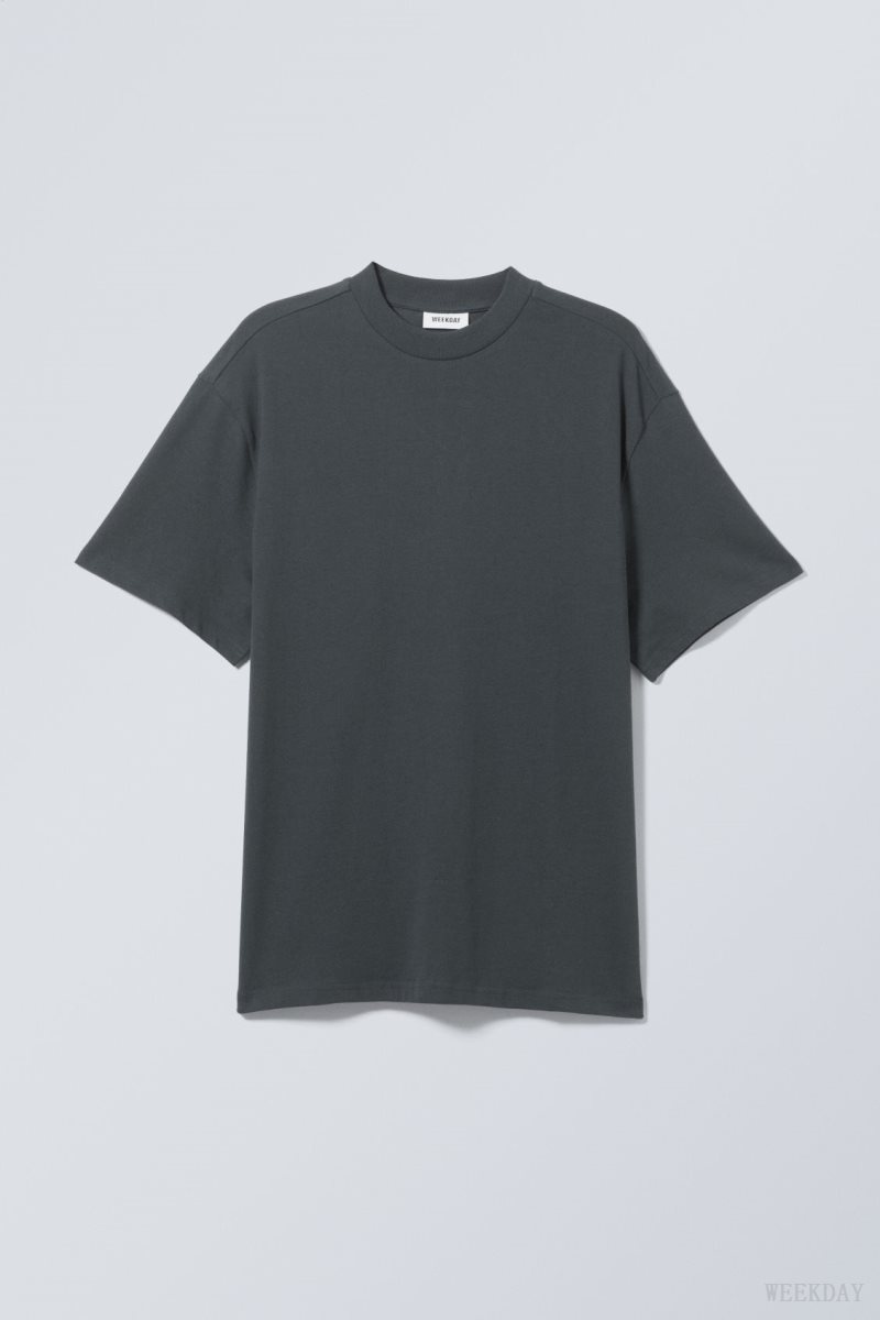 Weekday Great Heavyweight T-shirt Dark Grey | NJVR0348