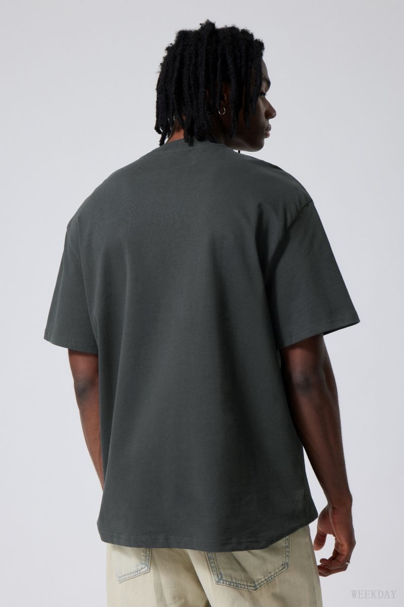 Weekday Great Heavyweight T-shirt Dark Grey | NJVR0348