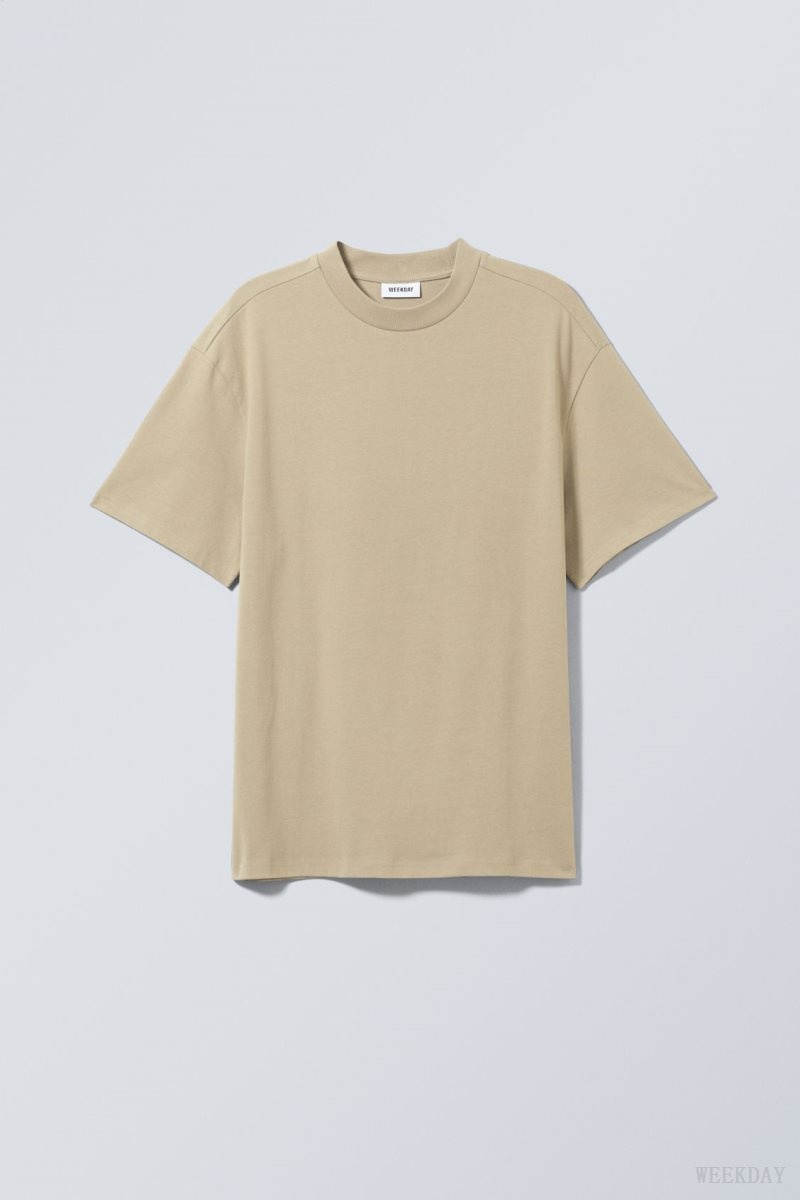 Weekday Great Heavyweight T-shirt Dusty Mole | SCAH7275