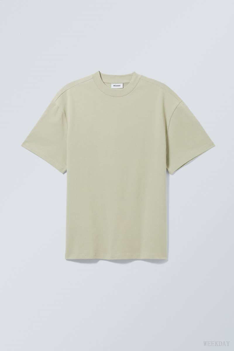 Weekday Great Heavyweight T-shirt Khaki | MWPR9472