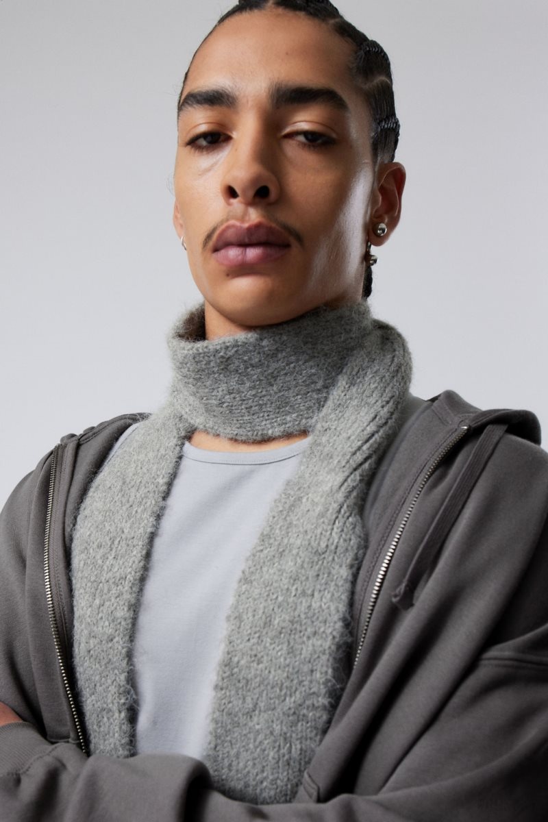 Weekday Hairy Slim Scarf Grey | YGDO2980