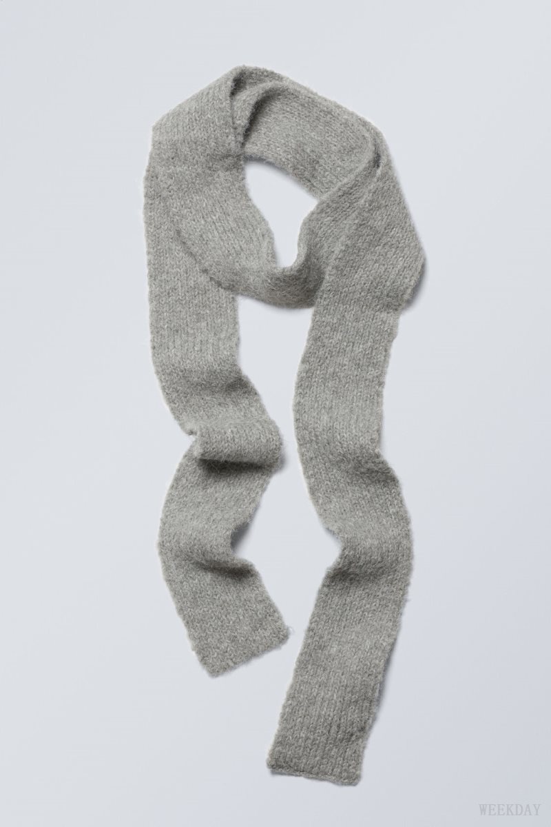 Weekday Hairy Slim Scarf Grey | YGDO2980