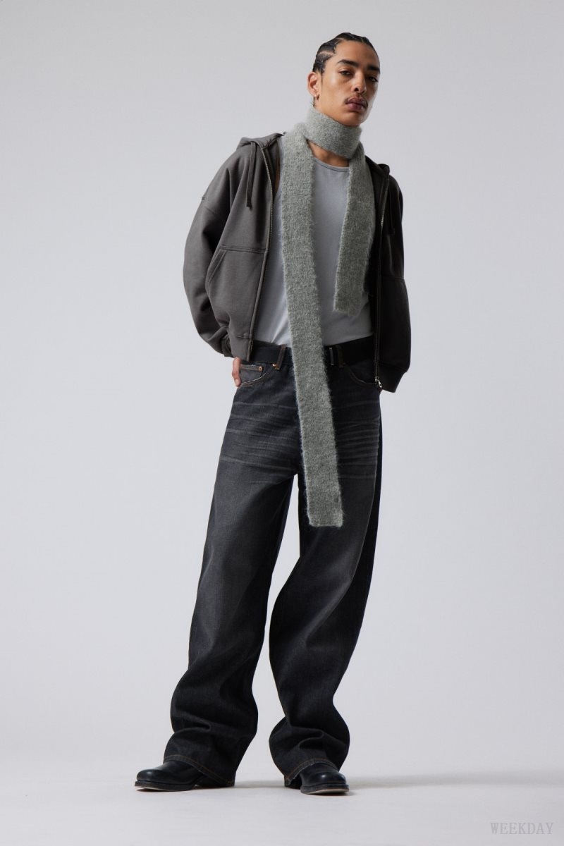 Weekday Hairy Slim Scarf Grey | YGDO2980