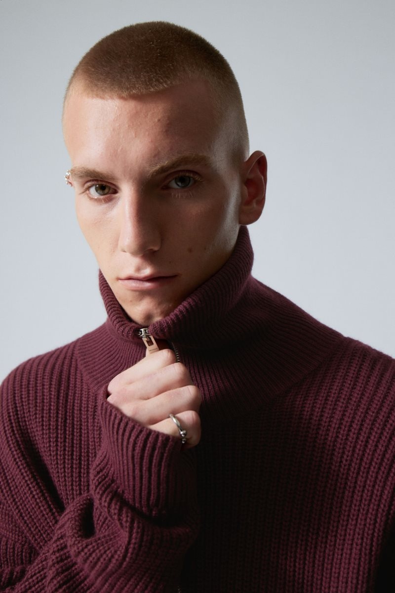 Weekday Harry Wool Blend Sweater Burgundy | PFQB8704