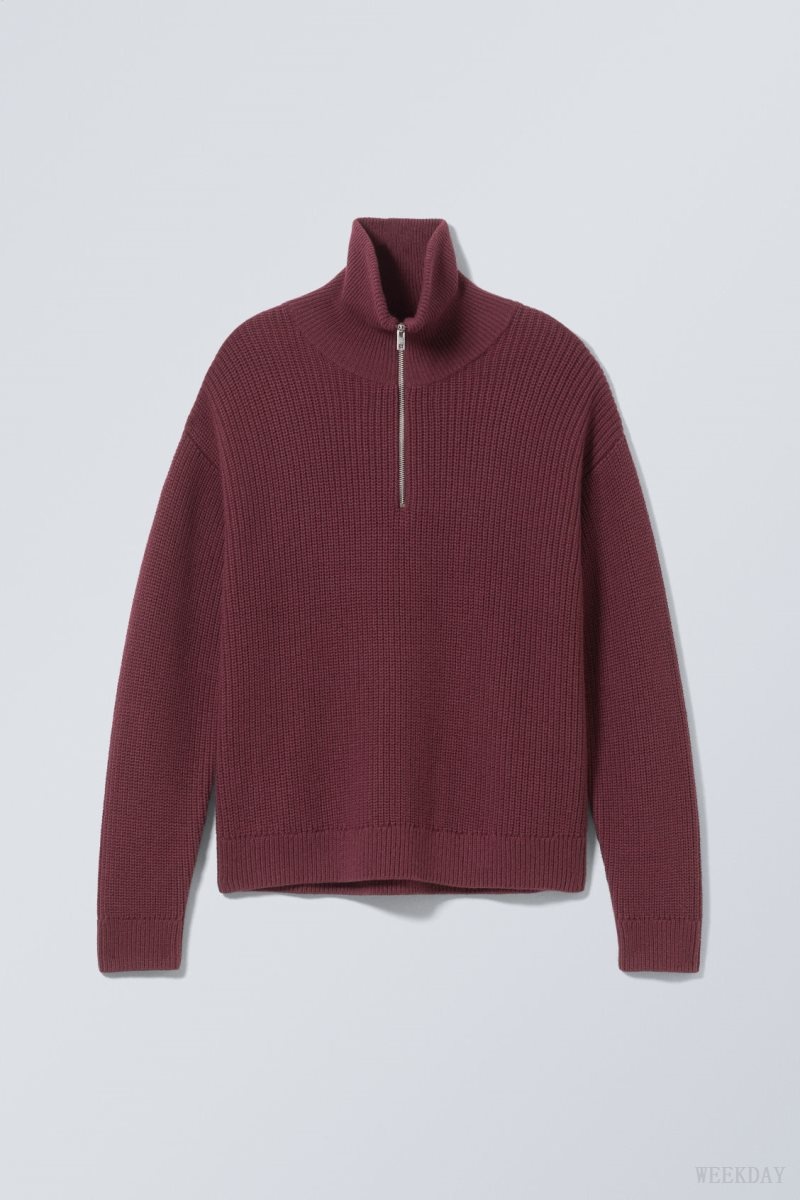 Weekday Harry Wool Blend Sweater Burgundy | PFQB8704