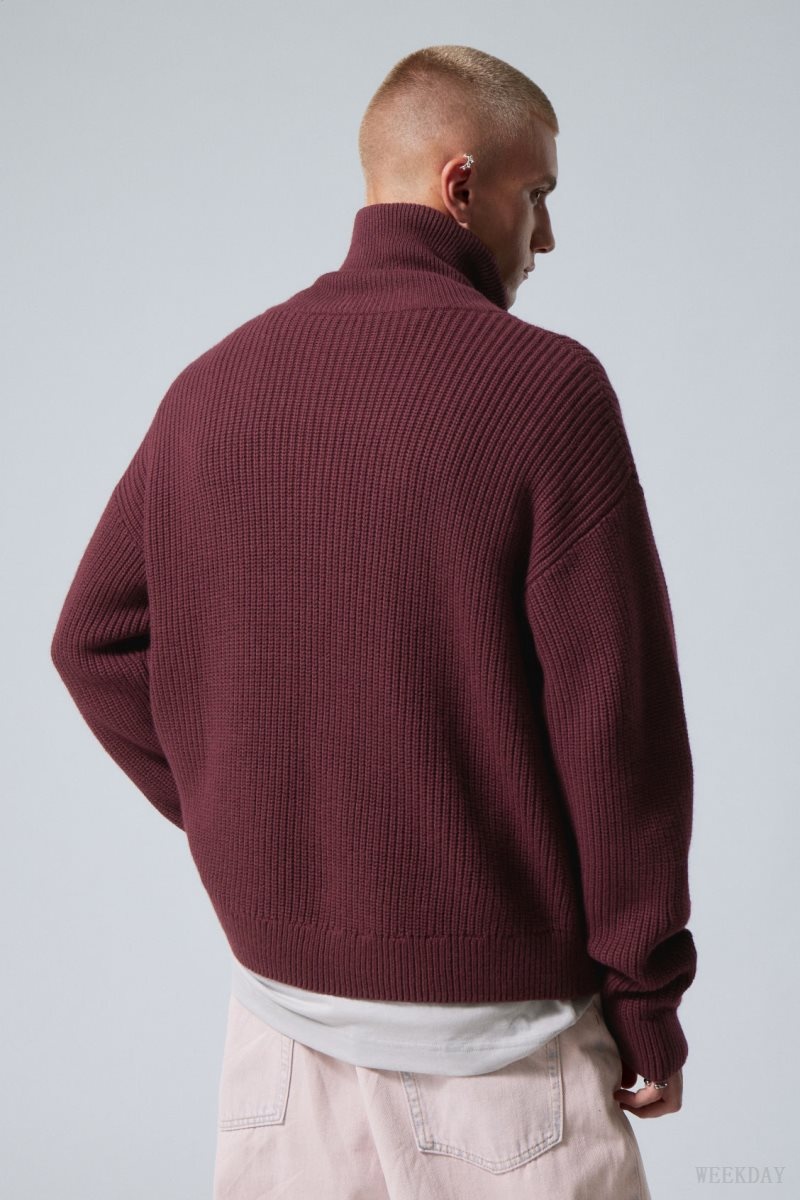 Weekday Harry Wool Blend Sweater Burgundy | PFQB8704