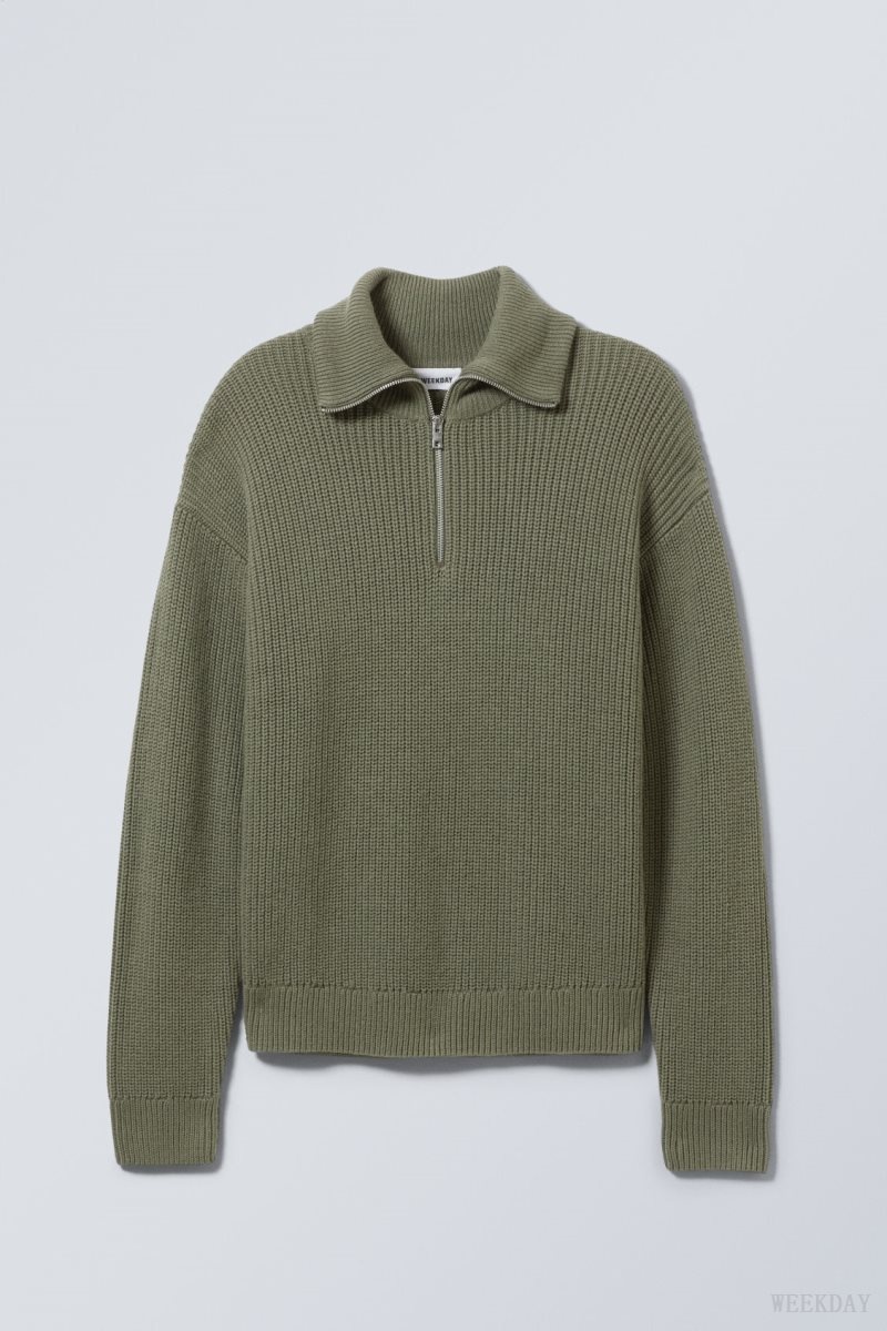 Weekday Harry Wool Blend Sweater Khaki | PZON7980