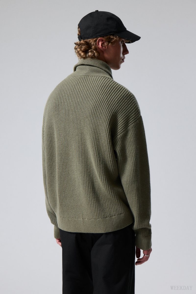 Weekday Harry Wool Blend Sweater Khaki | PZON7980