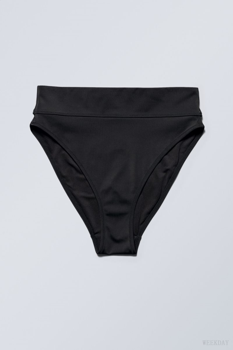 Weekday Heat High Waist Bikini Bottoms Black | UNED4121