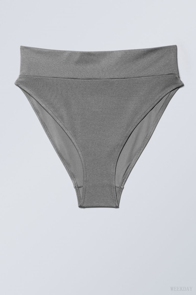 Weekday Heat High Waist Bikini Bottoms Grey | VPBP8817