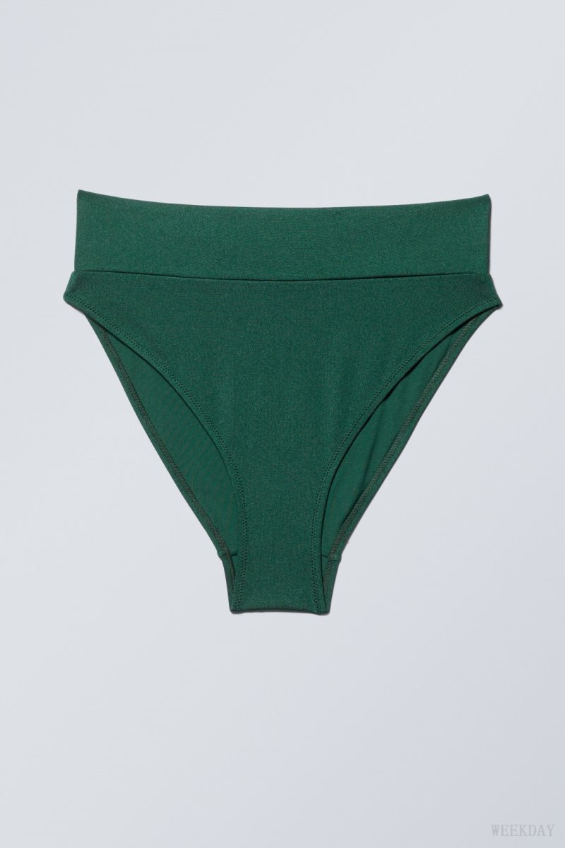 Weekday Heat High Waist Bikini Bottoms Green | VBNH2703