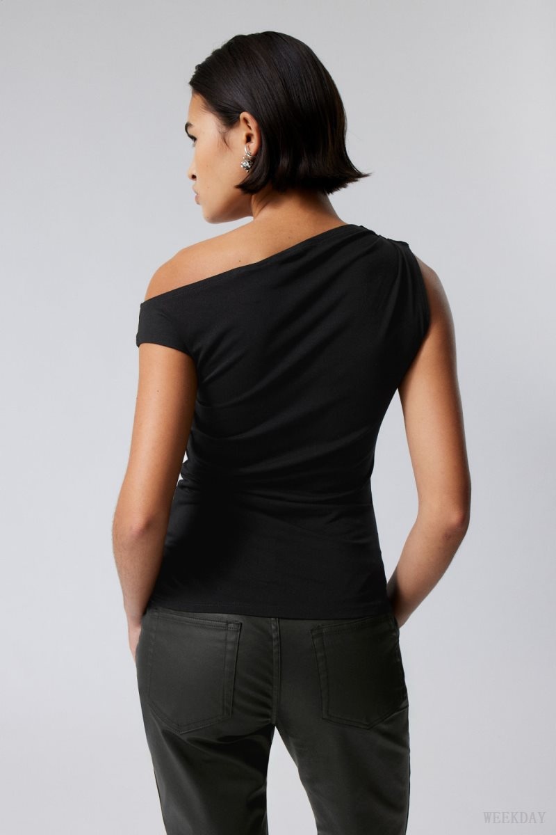 Weekday Hera Drape Top Black | GBXX0685