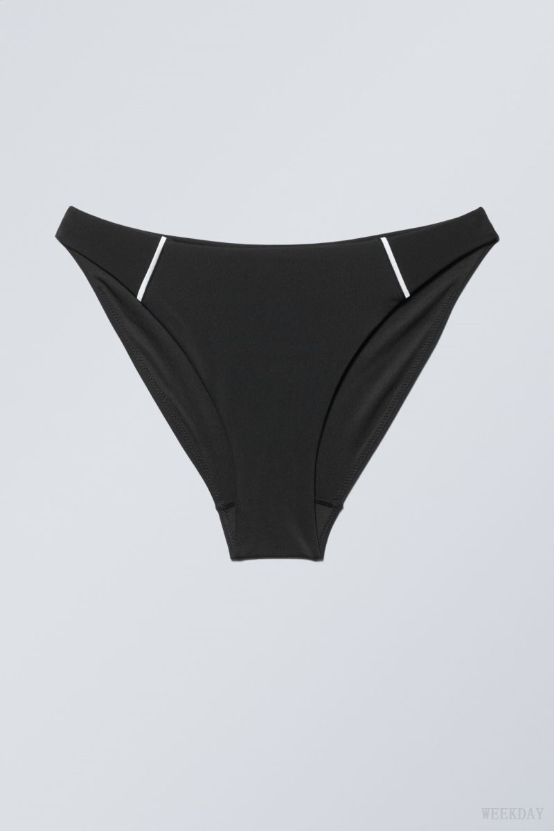 Weekday High Cut Bikini Bottoms Black | IQZV6526