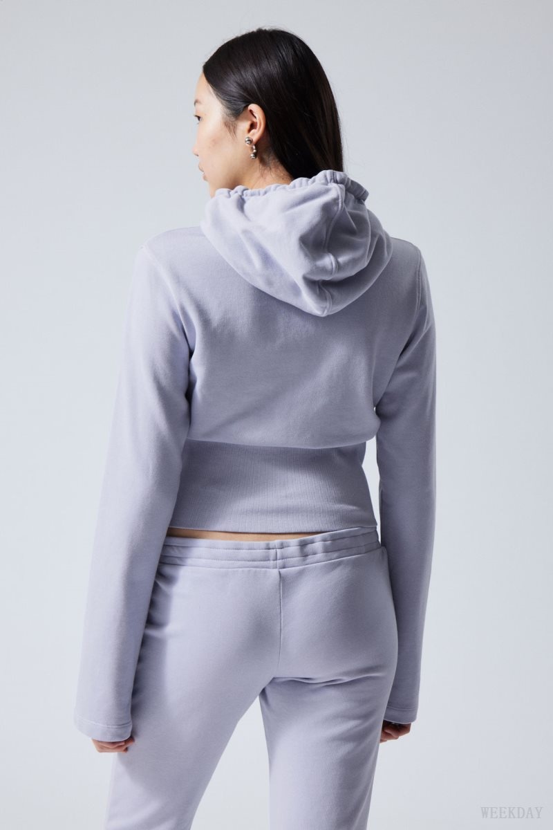 Weekday High Rib Mini Zip Hoodie Light Purple | IEZT6242