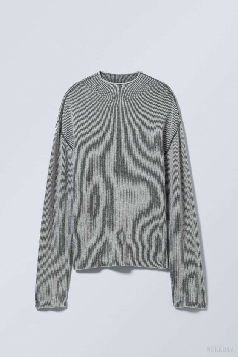 Weekday Holger Regular Wool Mockneck Grey | DGPD6510