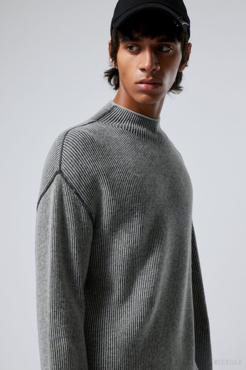 Weekday Holger Regular Wool Mockneck Grey | DGPD6510