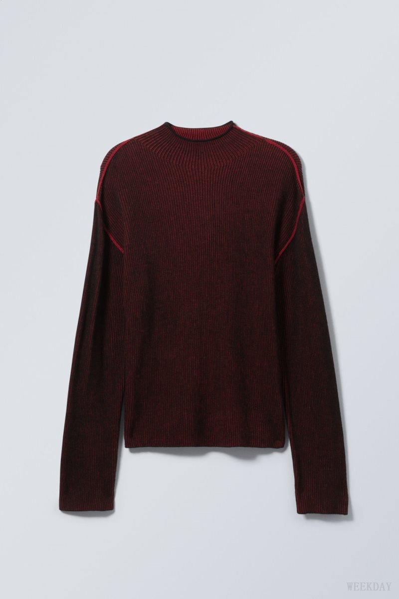 Weekday Holger Regular Wool Mockneck Red | UXZS9627