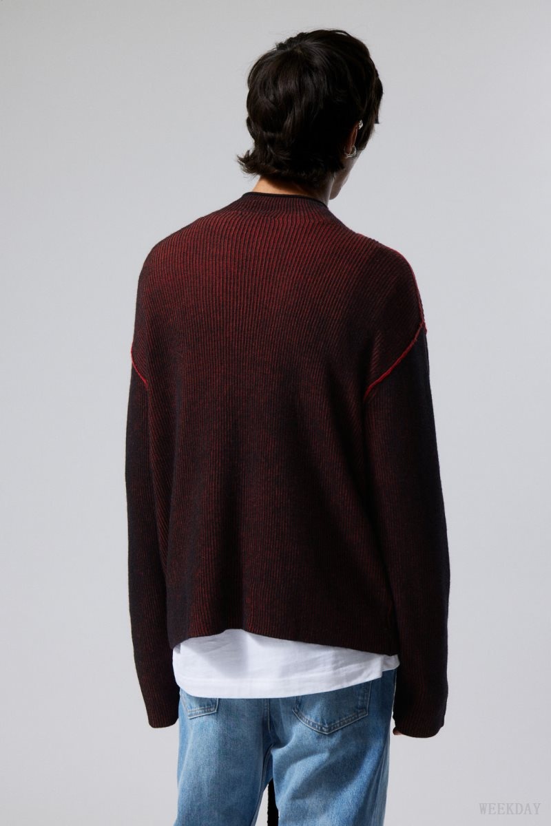 Weekday Holger Regular Wool Mockneck Red | UXZS9627