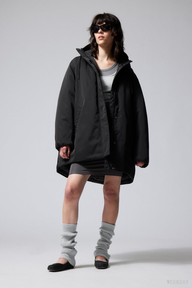 Weekday Honey Oversized Padded Jacket Black | UMFU0133