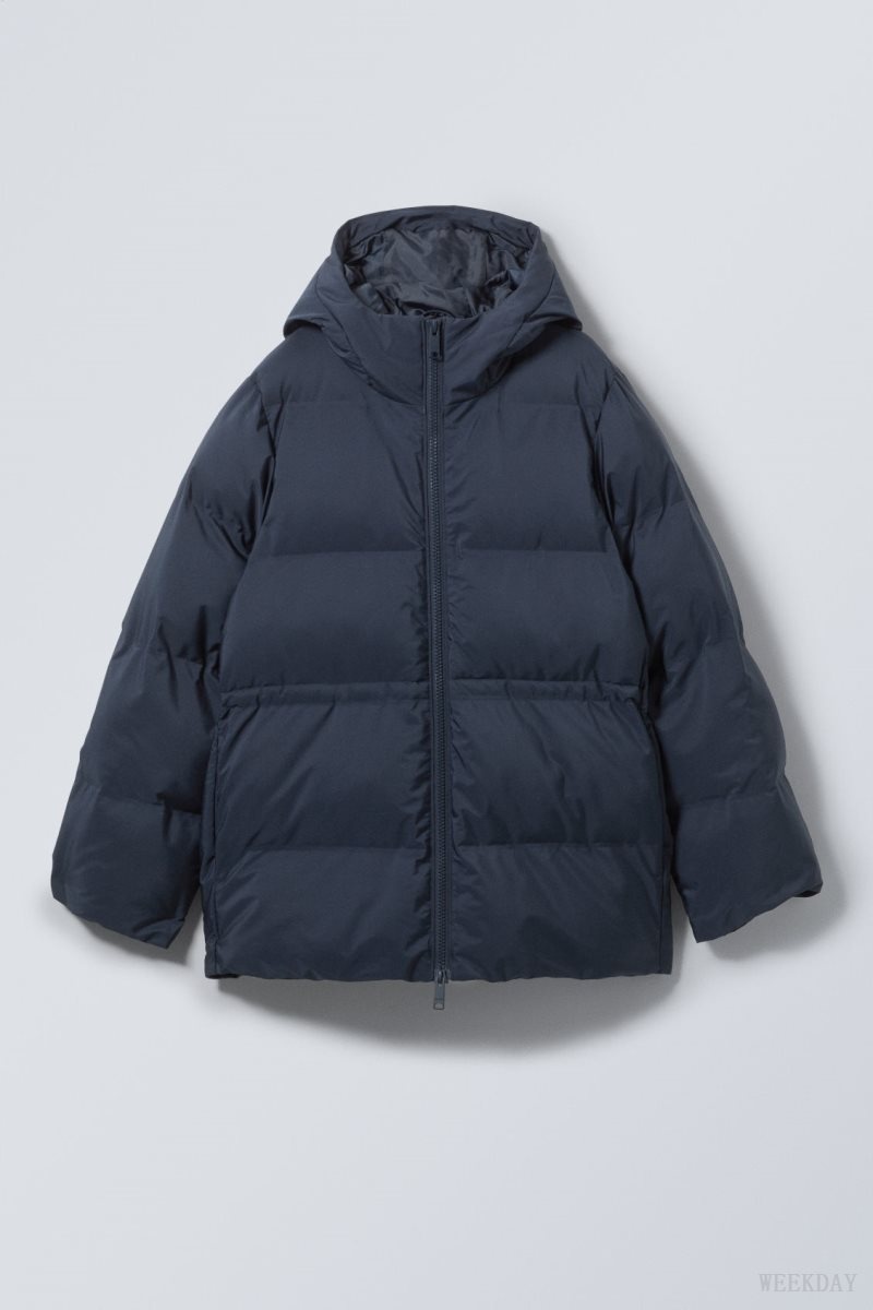 Weekday Illisa Waisted Puffer Jacket Dark Blue | ZOOT2535