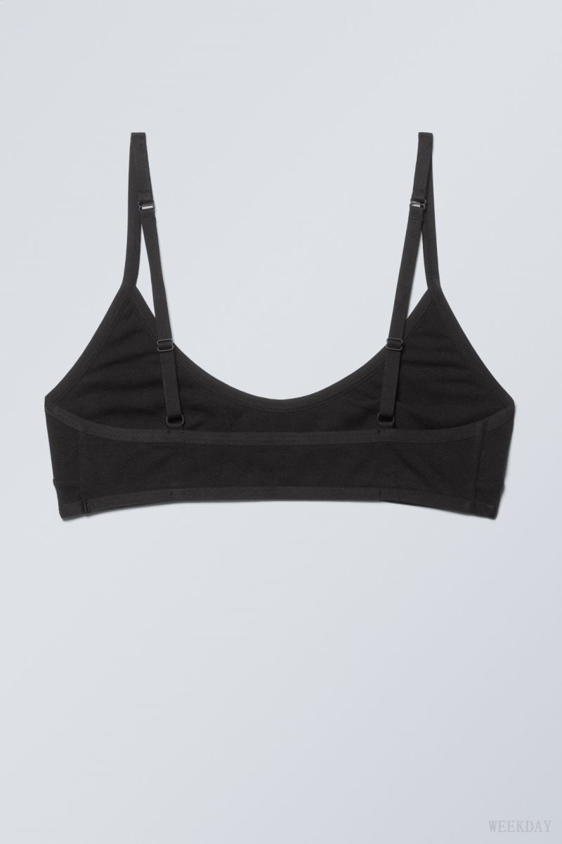 Weekday Inez Scooped Cotton Bralette Bralette Black | KARC9453