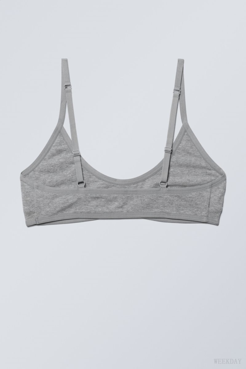 Weekday Inez Scooped Cotton Bralette Bralette Grey | PSDZ4207