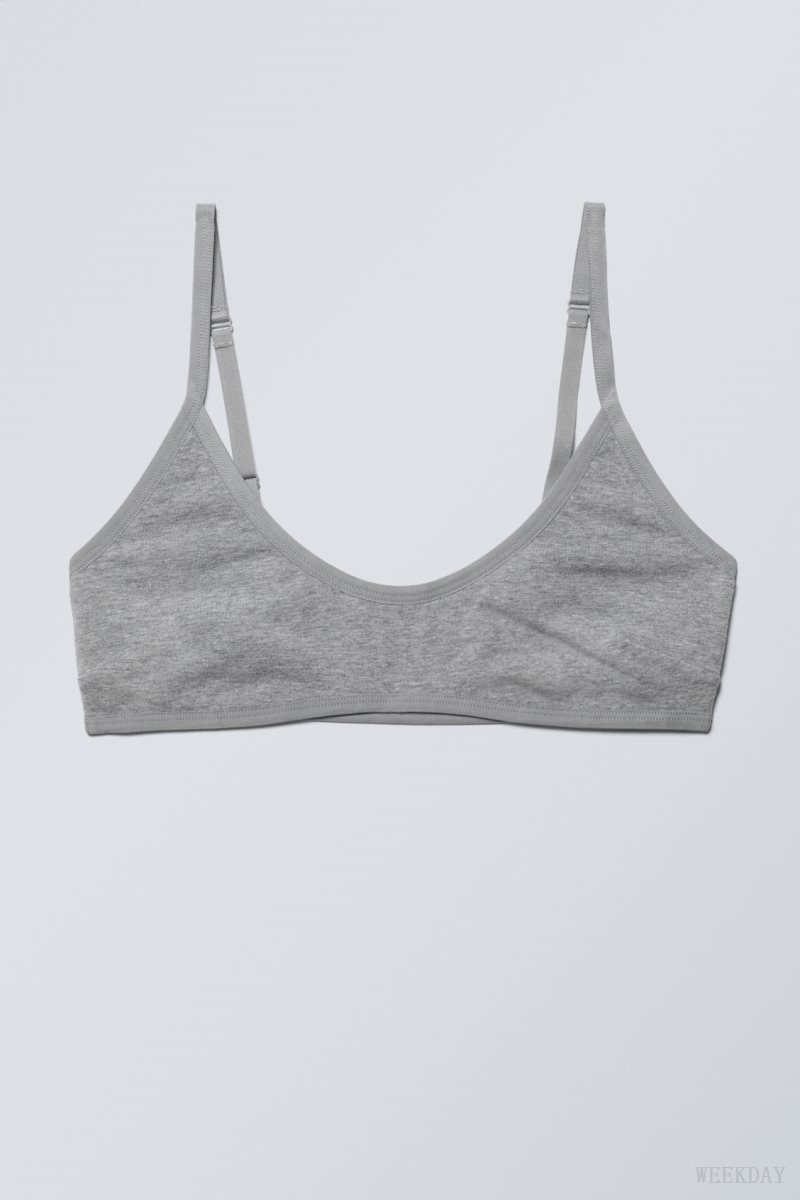 Weekday Inez Scooped Cotton Bralette Bralette Grey | PSDZ4207