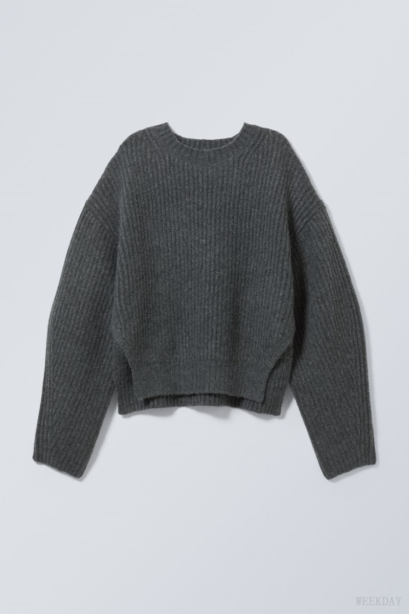 Weekday Ivy Knit Sweater Dark Grey | AFTG5040