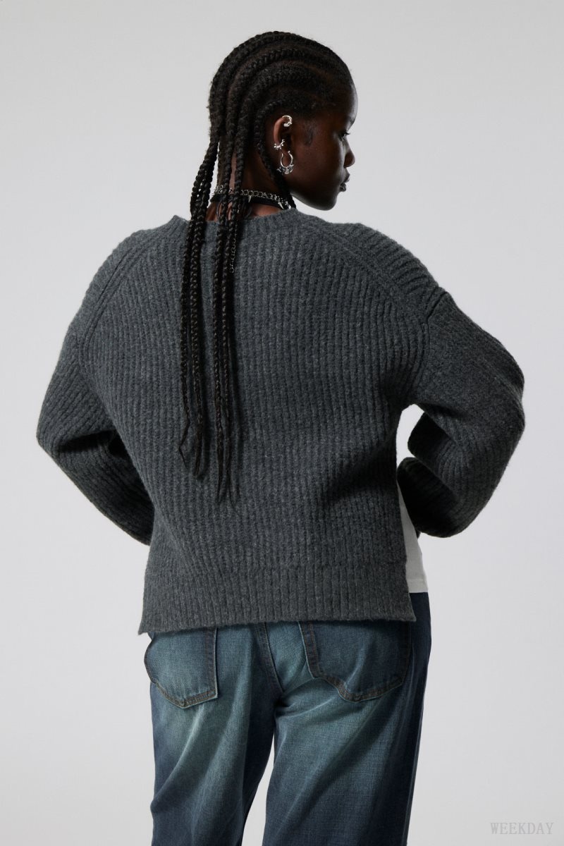 Weekday Ivy Knit Sweater Dark Grey | AFTG5040