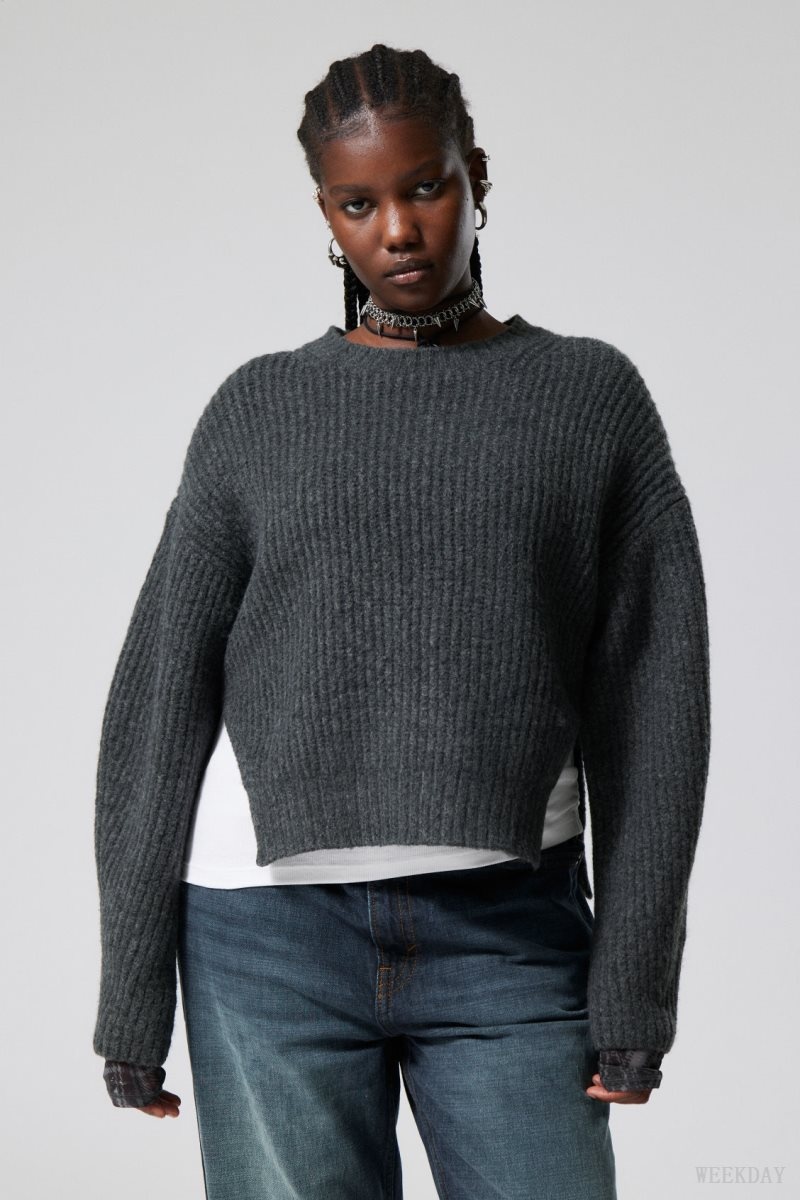 Weekday Ivy Knit Sweater Dark Grey | AFTG5040