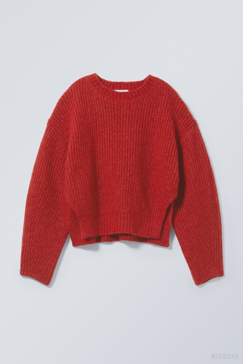 Weekday Ivy Knit Sweater Red | QKFC2139