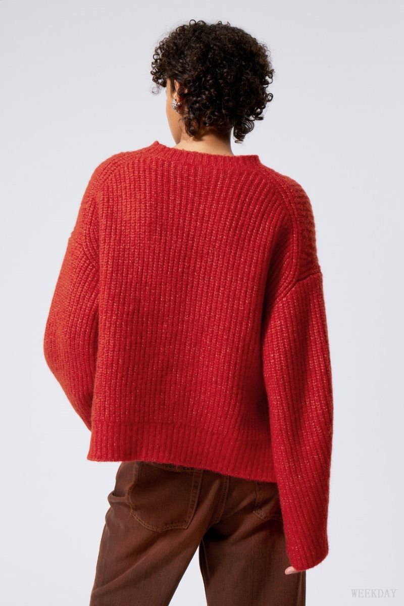 Weekday Ivy Knit Sweater Red | QKFC2139